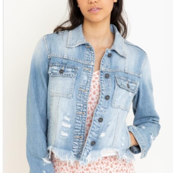 Like New! Hidden Rebel Light Wash Frayed Bottom Fitted  Jacket in Size S - Picture 15 of 15